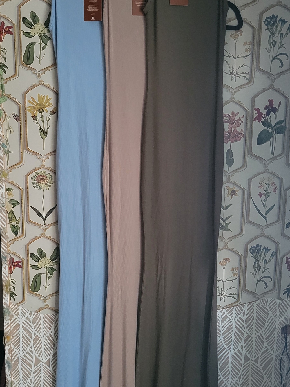 3x Women’s Small Light Blue,Taupe,Olive Ribbed Tank Bodycon Maxi Dress